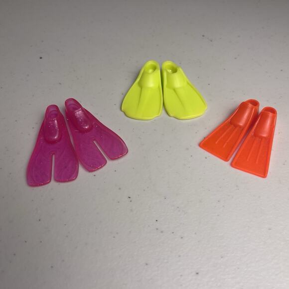 Barbie Doll Swim Flippers Scuba Diving Snorkel Accessories Beach Shoes Lot of 3 - Picture 2 of 9